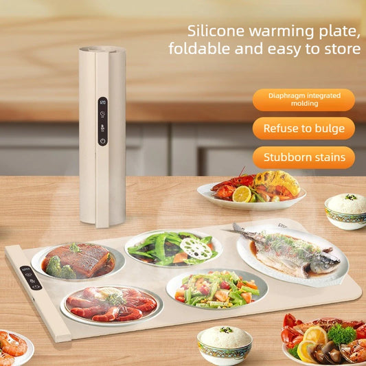 HeatFlex Mat — Flexible silicone electric warming tray for keeping food hot at the table