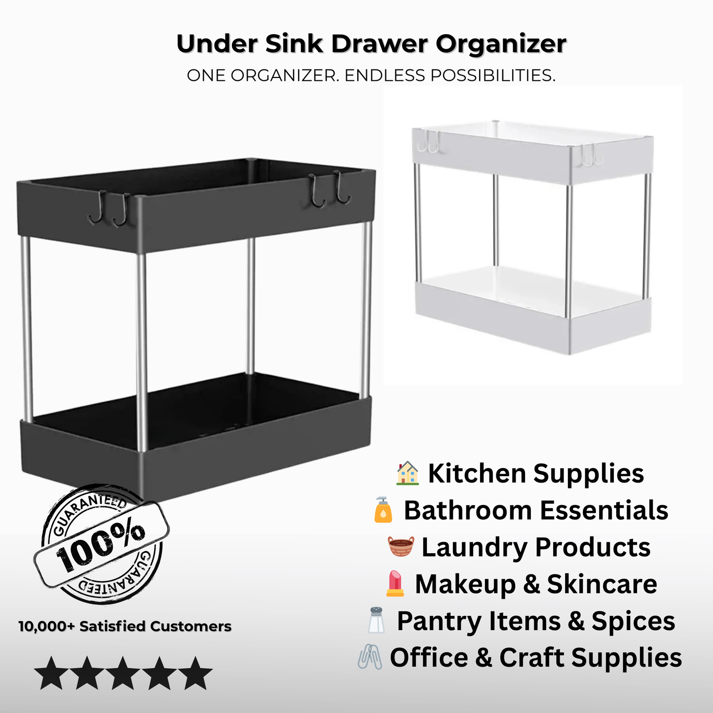 Under Sink Drawer Organizer 2 pieces