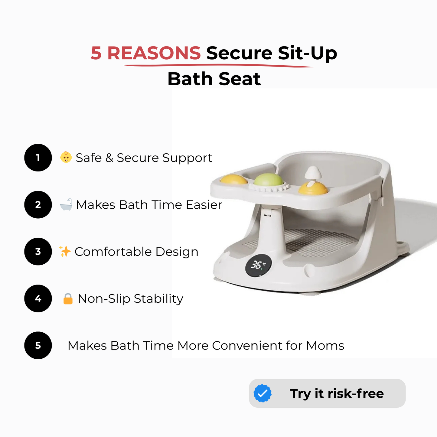 Secure Sit-Up Bath Seat