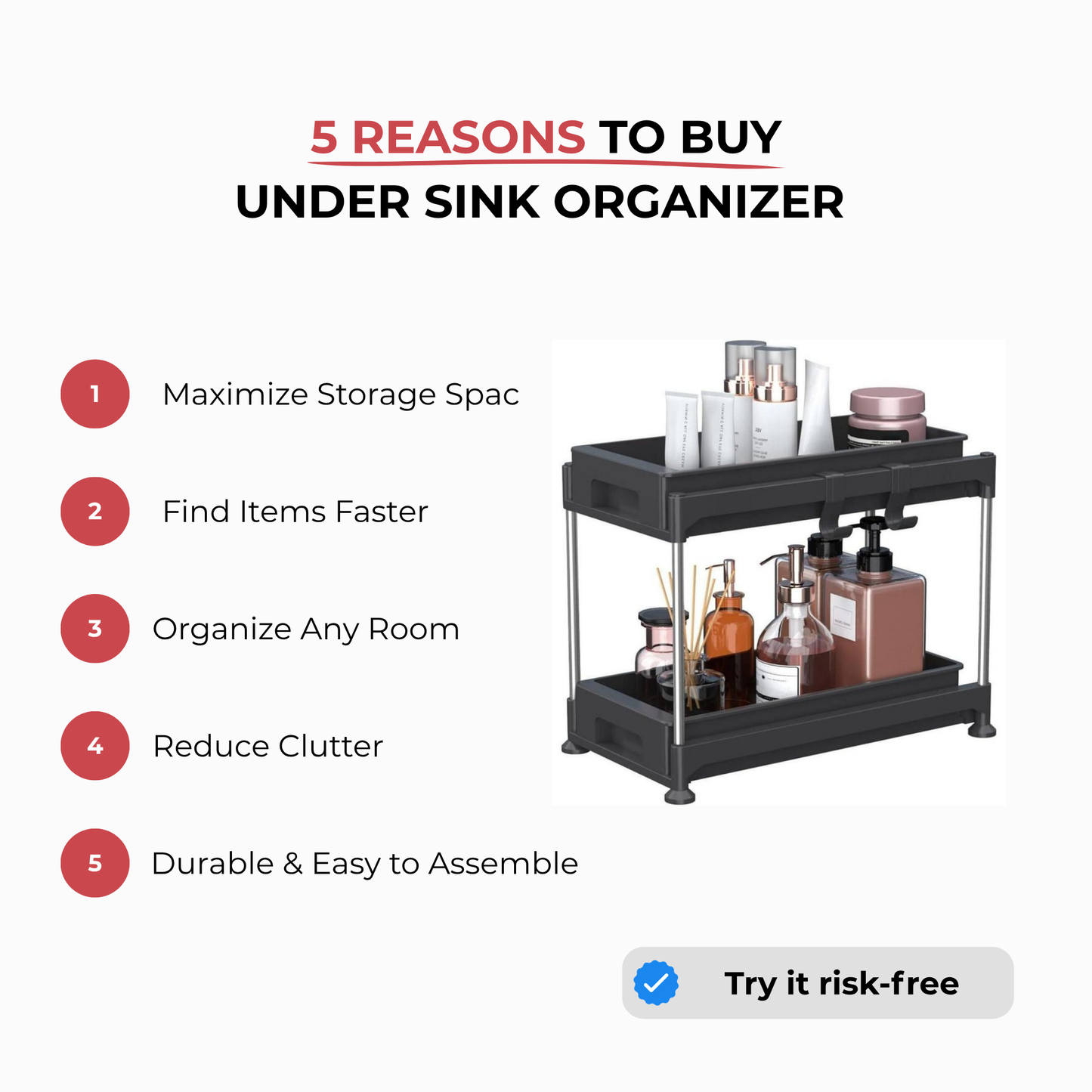 Under Sink Drawer Organizer 2 pieces