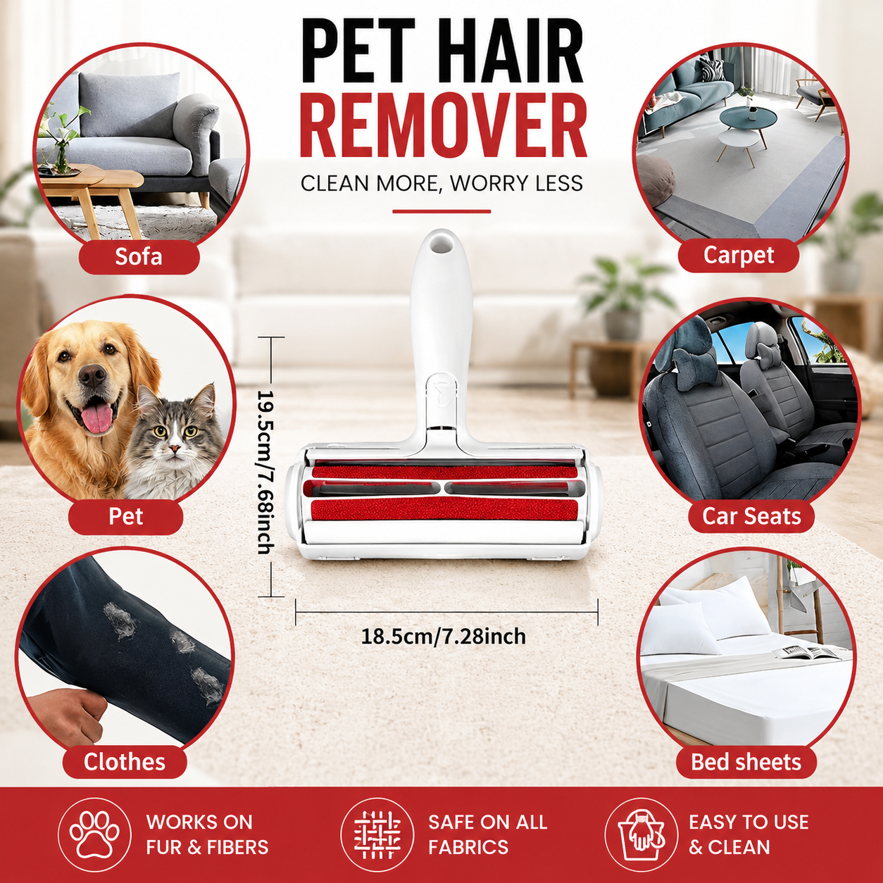 Pet hair remover roller