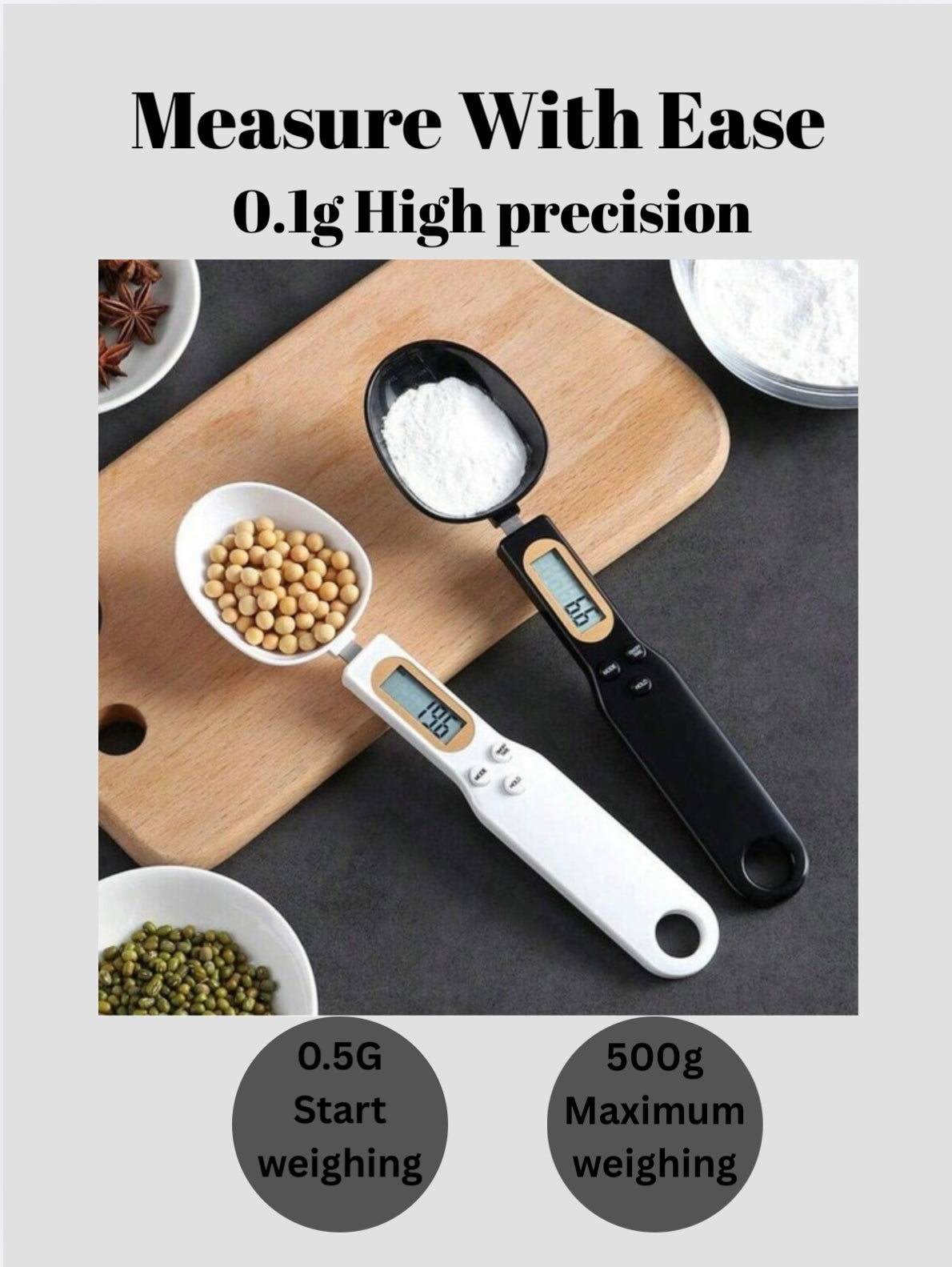 SpoonScale 500 — Digital measuring spoon scale with high-precision LCD display