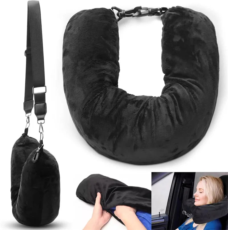 Travel Comfort & Storage Pillow
Travel neck pillow U-shaped,adjustable soft wool cover,can be filled with clothing for comfort Travel Pillow With Storage Pouch