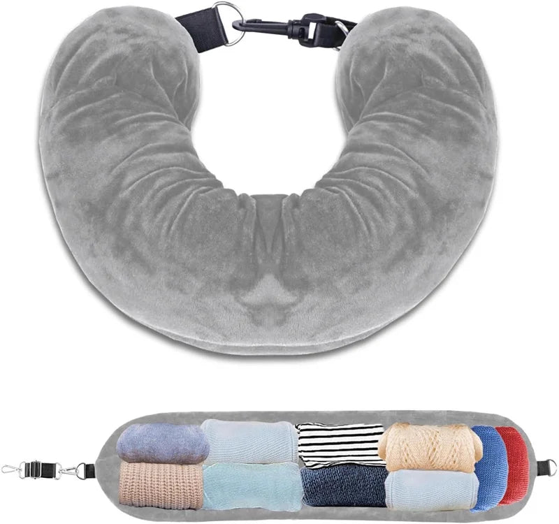 Travel Comfort & Storage Pillow
Travel neck pillow U-shaped,adjustable soft wool cover,can be filled with clothing for comfort Travel Pillow With Storage Pouch