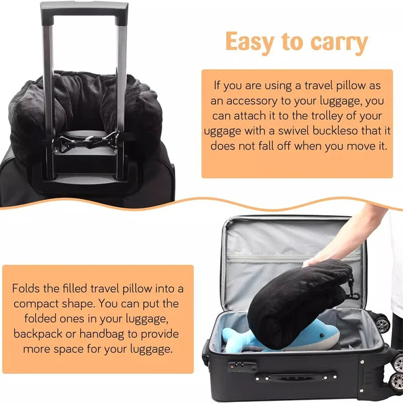 Travel Comfort & Storage Pillow
Travel neck pillow U-shaped,adjustable soft wool cover,can be filled with clothing for comfort Travel Pillow With Storage Pouch
