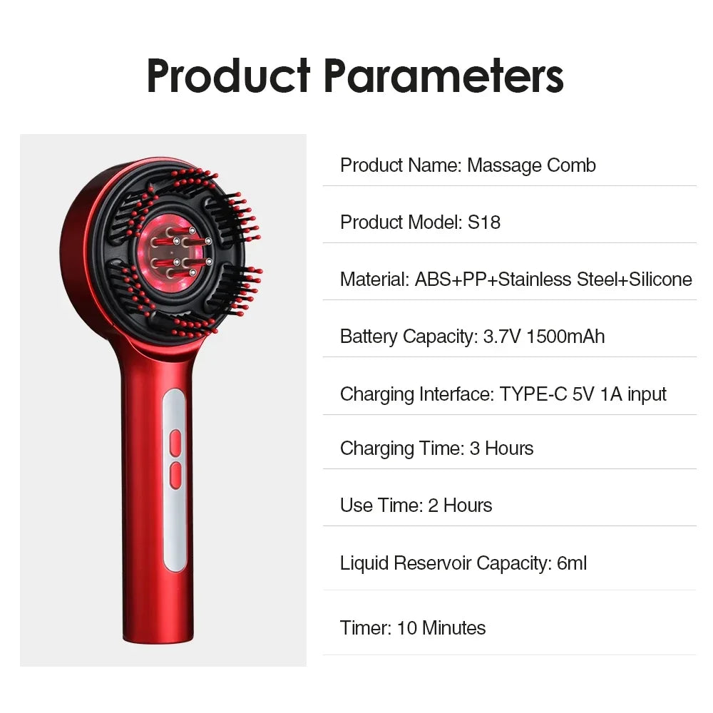 RootGlow Pro
Electric Red Light Scalp Massage Comb Hair Growth Brush with Vibration Therapy Oil Applicator for Anti Hair Loss and Scalp Care