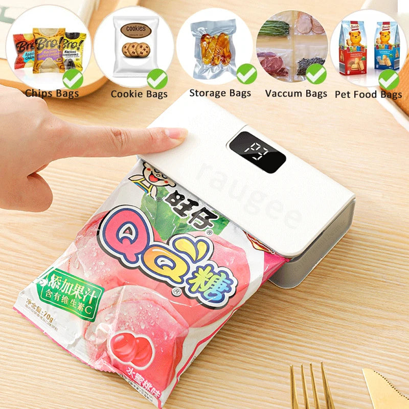 EasySeal Go- Portable Food Bag Sealer
Mini Bag Sealer Plastic Bag Heat Sealer Plastic Bag Sealing Machine USB Rechargeable Portable Package Bags Sealer
