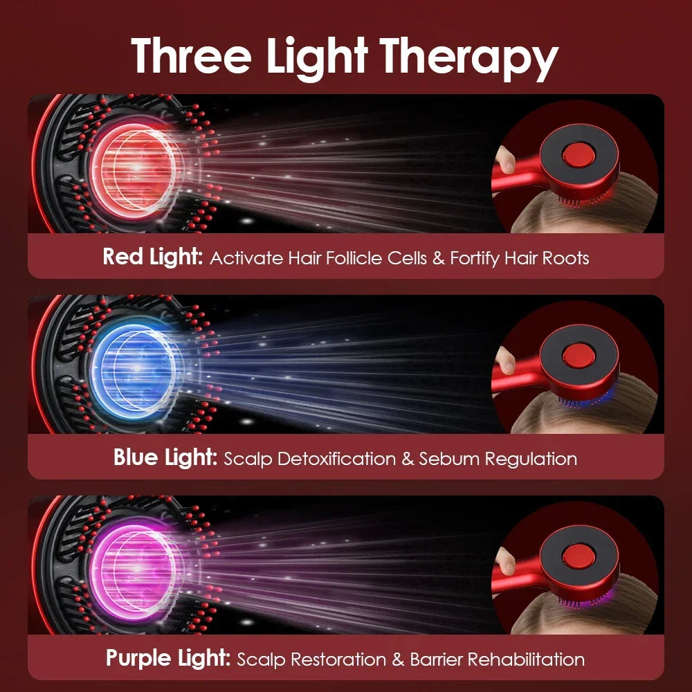 RootGlow Pro
Electric Red Light Scalp Massage Comb Hair Growth Brush with Vibration Therapy Oil Applicator for Anti Hair Loss and Scalp Care