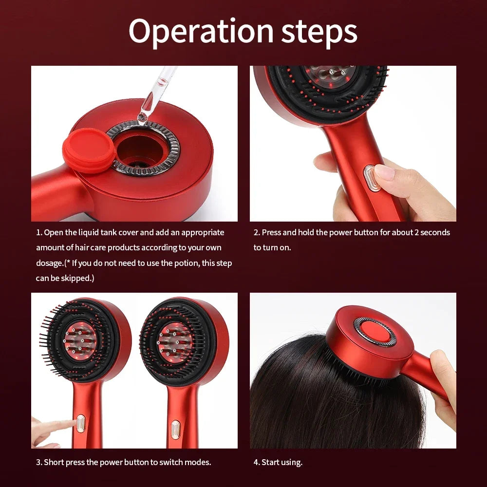RootGlow Pro
Electric Red Light Scalp Massage Comb Hair Growth Brush with Vibration Therapy Oil Applicator for Anti Hair Loss and Scalp Care