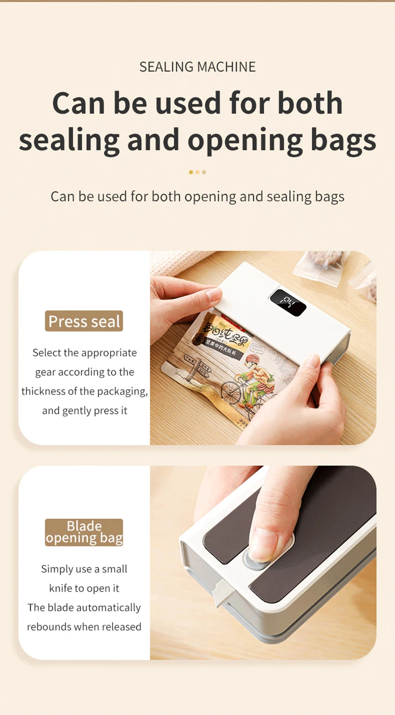 EasySeal Go- Portable Food Bag Sealer
Mini Bag Sealer Plastic Bag Heat Sealer Plastic Bag Sealing Machine USB Rechargeable Portable Package Bags Sealer