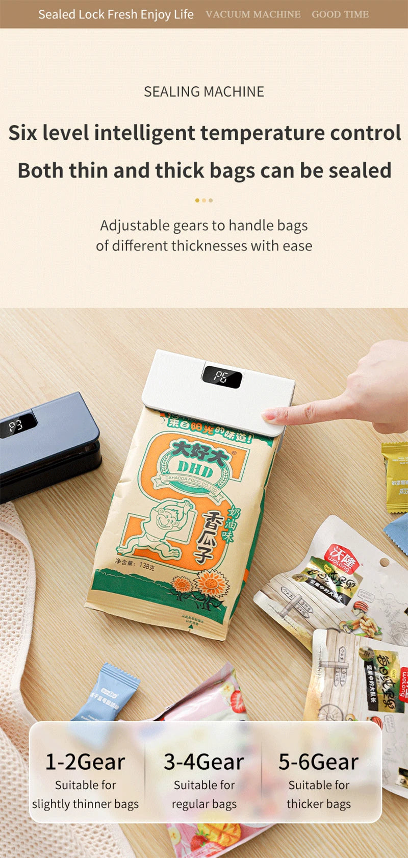 EasySeal Go- Portable Food Bag Sealer
Mini Bag Sealer Plastic Bag Heat Sealer Plastic Bag Sealing Machine USB Rechargeable Portable Package Bags Sealer