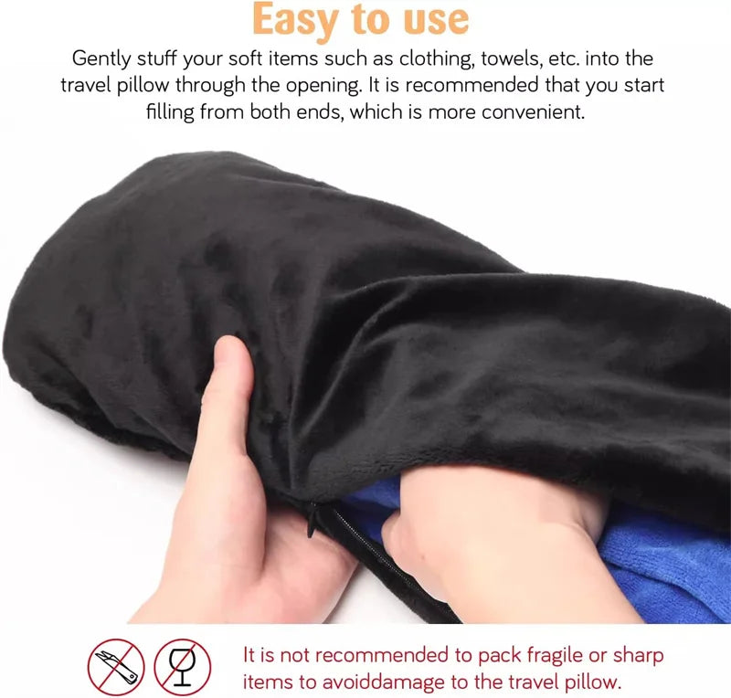 Travel Comfort & Storage Pillow
Travel neck pillow U-shaped,adjustable soft wool cover,can be filled with clothing for comfort Travel Pillow With Storage Pouch