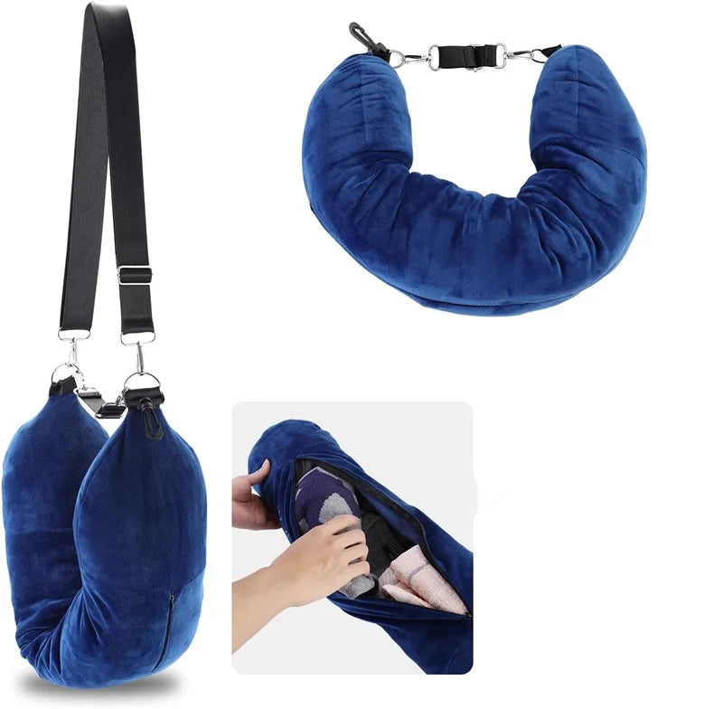 Travel Comfort & Storage Pillow
Travel neck pillow U-shaped,adjustable soft wool cover,can be filled with clothing for comfort Travel Pillow With Storage Pouch