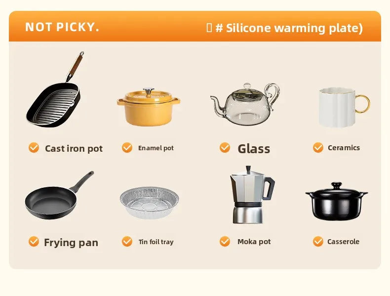 HeatFlex Mat — Flexible silicone electric warming tray for keeping food hot at the table