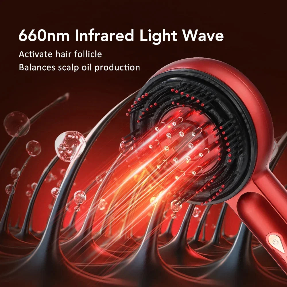 RootGlow Pro
Electric Red Light Scalp Massage Comb Hair Growth Brush with Vibration Therapy Oil Applicator for Anti Hair Loss and Scalp Care